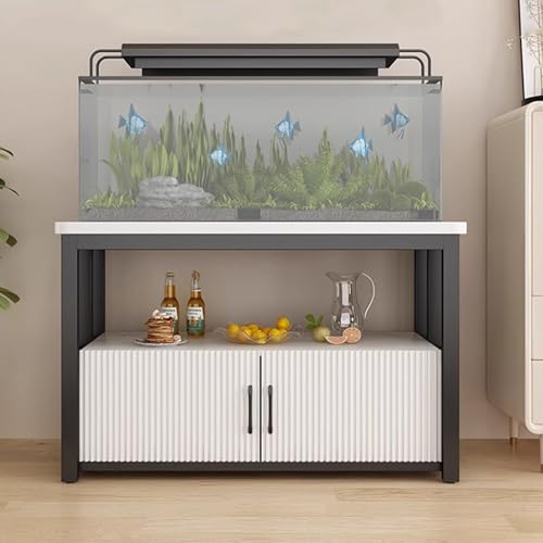 Aquarium Unterschrank 20-30 Gallonen Fischtischtischregal mit Türen, Stahlrahmenzüchter Terrassenhalter für Die Ecke, Dekorative Aufbewahrungsständer für Aquarien & Terrarium(White,70x45 cm (27 1/2 x Aquarium Unterschrank 20-30 Gallonen Fischtischtischregal mit Türen, Stahlrahmenzüchter Terrassenhalter für Die Ecke, Dekorative Aufbewahrungsständer für Aquarien & Terrarium(White,70x45 cm (27 1/2 x von ZIMGOD