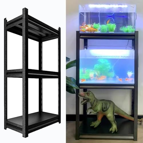 Aquarium Unterschrank 3-Stufiger Reptilienständer mit Verstellbaren Ablagen, Halterung für Zuchtaquarien für Die Schlafzimmerecke, Schwarzes Lagerregal für Topfpflanzen und Aquarien(40x30 cm (15.7 x 1 von ZIMGOD