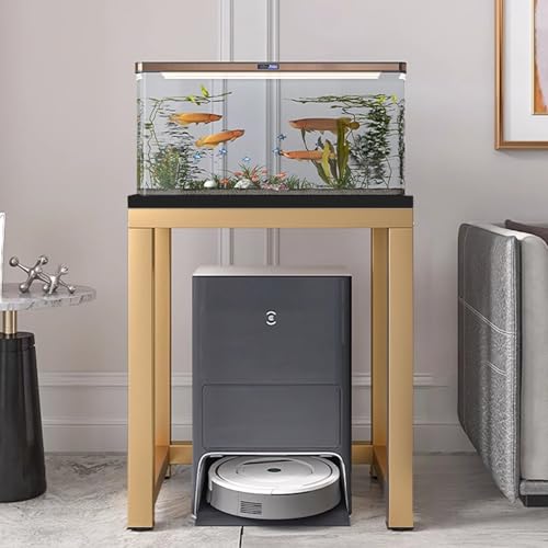 Aquarium Unterschrank Robuster Aquariumtisch für zu Hause, Dekorative Aquarienhalterung zur Aufbewahrung Eines Kehrroboters, Bodenstehender Schildkrötenregalhalter mit Goldenem Rahmen(Black,40x30 cm ( von ZIMGOD