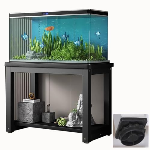 Aquarium Unterschrank Rutschfester Terrarienhalter für Vivarium, Große Lagerregalhalterung für 2 Insektentanks, Mehrstufiger Zuchtregalhalter aus Stahl für Die Schlafzimmerecke(Black,100x50 cm (39 3/8 von ZIMGOD