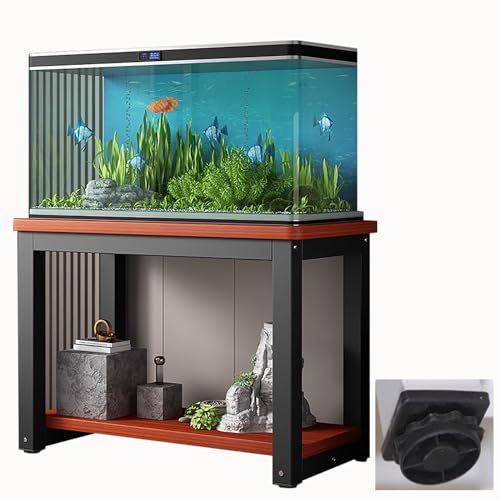 Aquarium Unterschrank Rutschfester Terrarienhalter für Vivarium, Große Lagerregalhalterung für 2 Insektentanks, Mehrstufiger Zuchtregalhalter aus Stahl für Die Schlafzimmerecke(Walnut,120x45 cm (47 1/ von ZIMGOD