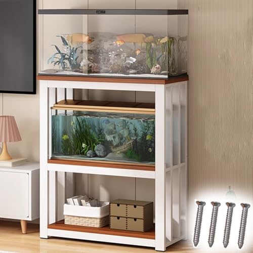 Aquarium Unterschrank Schwerer Aquarienständer aus Metall mit Zubehör, Bodenstehender Reptilienbeckenschrank für 2 Zuchtbecken, Insektenausstellungsständer mit Walnussfarbener Platte(White,60x30cm (23 Aquarium Unterschrank Schwerer Aquarienständer aus Metall mit Zubehör, Bodenstehender Reptilienbeckenschrank für 2 Zuchtbecken, Insektenausstellungsständer mit Walnussfarbener Platte(White,60x30cm (23 von ZIMGOD