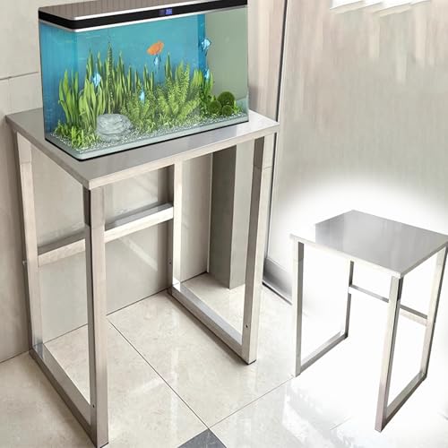 Aquarium Unterschrank Tischregal aus Edelstahl für Fischtanks zu Hause, Bodenstehendes Aquariumregal zur Aufbewahrung und Präsentation, Halterung für Zuchttanks mit Metallrahmen für Topfpflanzen(50x35 von ZIMGOD