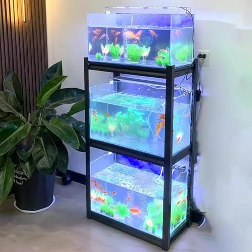 Aquarium Unterschrank Verstellbarer Schildkrötenständer für 3 Fischtanks, Terrarienregale mit Stahlrahmen für Bauernhäuser, Dekorativer Insektentankhalter für Wasserpflanzen(40x30 cm (15.7 x 12in)) von ZIMGOD