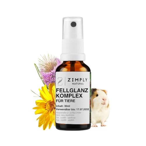 ZIMPLY NATURAL für Tiere, Fellglanz Spray, pflanzliches Mittel für glänzendes Fell, natürlich, sanft & effektiv, 30 ml von ZIMPLY NATURAL