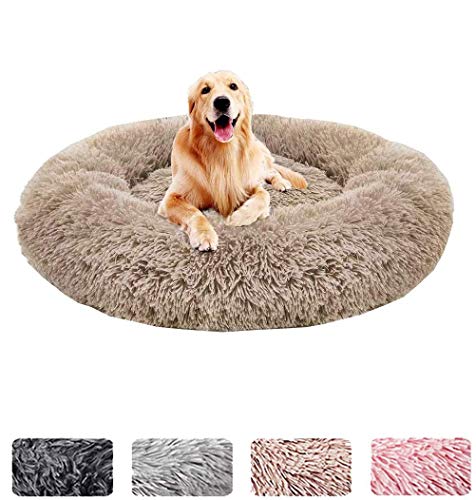 ZINN Hundebett für Hunde, rund, weich, waschbar, Hundekörbchen mit Pelz, Donut, für große und extra große Hunde, Größe XL, 100 cm von ZINN