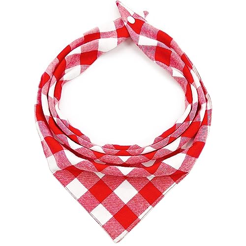 Geburtstag Plaid Hund Bandana mit Knopf, Herbst Dual Layer Weiche Baumwolle Dreieck Hund Schal Halstuch Waschbar Mädchen Junge Hund Bandanas Verstellbares Zubehör für kleine, mittelgroße und große von ZIRVYIR