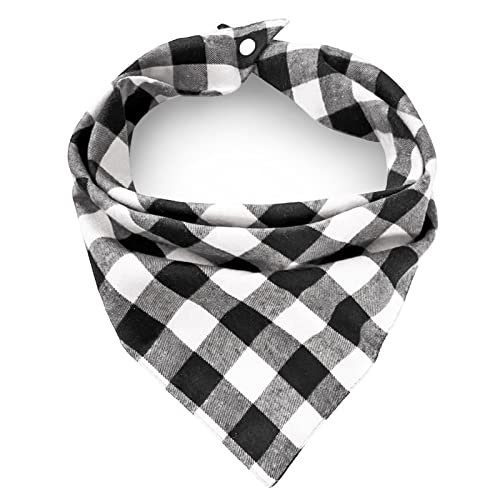 Geburtstag Plaid Hund Bandana mit Knopf, Herbst Dual Layer Weiche Baumwolle Dreieck Hund Schal Halstuch Waschbar Mädchen Junge Hund Bandanas Verstellbares Zubehör für kleine, mittelgroße und große von ZIRVYIR