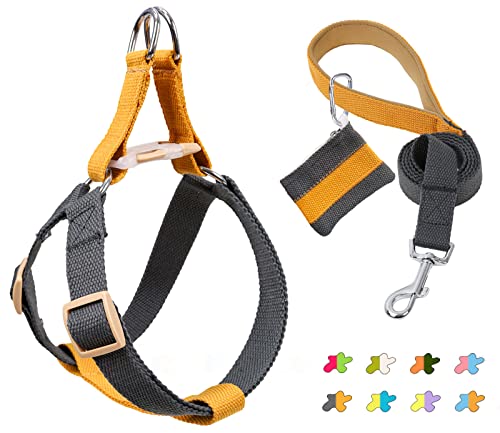 No Pull Dog Harness and Leash Set, Step in Dog Halfter Harness with Poop Bag Holder, Adjustable Lightweight Cotton Straps Suitable for Small Medium Large Dogs Outdoor Walking Running Hiking von ZIRVYIR