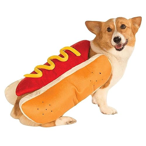 ZIRYXQ Halloween Hot Dog Kostüm für Hunde, Warm, Bequem, Unisex, S, Baumwolle und kurzer Plüsch, Rot und Gelb, Cartoon, Winter, Rollkragen, Kleine Rassen, Mittlere Große Rassen, Kostüm, Hundekostüm von ZIRYXQ