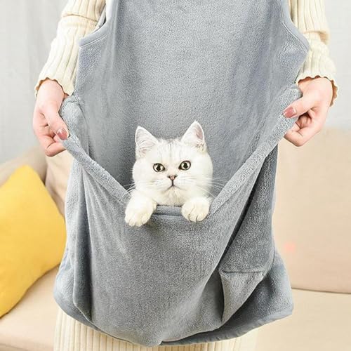 Tragetasche für Hunde und Katzen, weicher Katzenschlafsack, Plüsch, Haustier-Trageschürze, freihändige Kätzchen-Tragetasche, Vorderschultertasche, Haustier-Tragetasche mit Tasche von ZIRYXQ