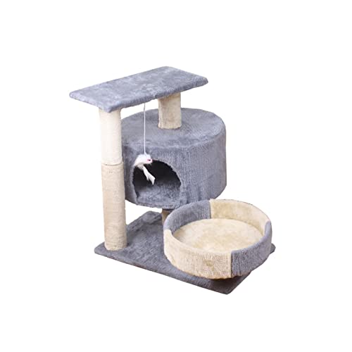 Katzen-Kletterbaum, Doppelkampf-Klettergerüst für kleine Katzen, Sprungplattform, Schleifkrallensäule für Katzen, Kratzsäule für Katzen, Pilz-Haustier, Katzenspielzeug, Katzenbaum, Katzenturm elegant von ZITTRO