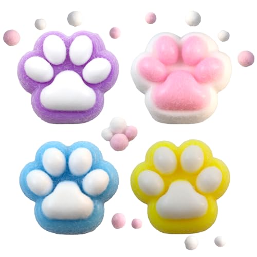 ZITUZY 4 Stück Cat Paw Squeeze Toy, Squishy Toy Cat Paw, Katzenpfoten Squishy, Katzenpfoten Quetschspielzeuge, Cat Paws Stress Spielzeug für Konzentrieren, Angst Relief, Anti Stress von ZITUZY