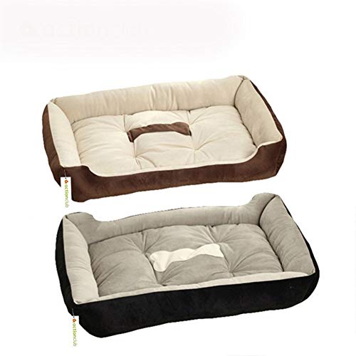 Hundebett Actionclub 6 Größen Haus Haustiere Betten Plus Size Hunde Mode weichen Hundehaus-Qualitäts PP Cotton Pet Betten for große Haustiere Katzen (Color : Coffee, Size : L 58X44X14cm) von ZJCNHY