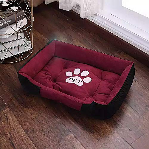 Hundebett Haustier-Bett Großes Haus for großen Hund Welpen Kennel Wasserdichtes Katzentoilette Four Seasons Nest Warm Pet Supplies Bettwäsche (Color : Red, Size : L 70x55x15cm) von ZJCNHY