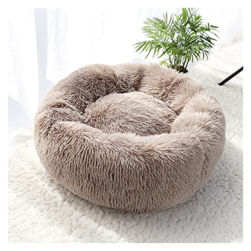 Hundebett Haustier Hund Bett Warme Fleece Runde Hund Kennel Haus Lange Plüsch Winter Haustiere Hundebetten for mittelgroße große Hunde Katzen Weiche Sofa Kissenüten (Color : Brown, Size : Diameter 7 von ZJCNHY