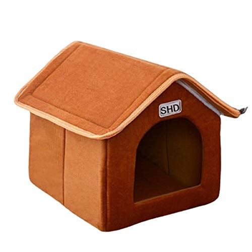 Hundebett Haustier-Hundehaus-Klappbett mit Matte Soft-Winter-Hundewelpen-Sofa-Kissen-Haus-Hundehütte-Nest-Hundekatzenbett Small Medium Hunden (Color : 3, Size : 46cmx38cmx34cm) von ZJCNHY