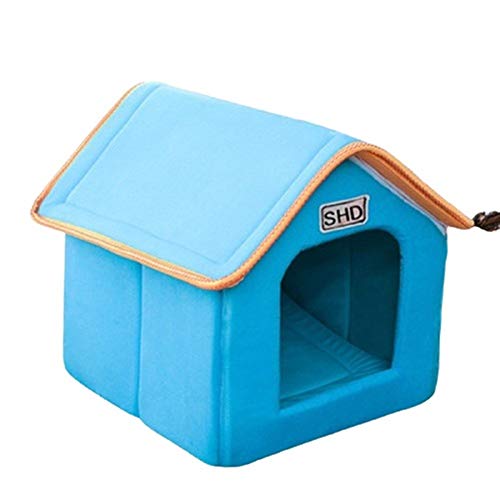 Hundebett Haustier-Hundehaus-Klappbett mit Matte Soft-Winter-Hundewelpen-Sofa-Kissen-Haus-Hundehütte-Nest-Hundekatzenbett Small Medium Hunden (Color : 4, Size : 49cmx42cmx38cm) von ZJCNHY