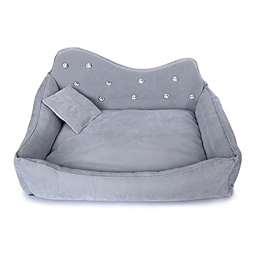 Hundebett Hund Sofa Rosa grau Strass Haustier Bettbezug Matte Prinzessin Katzenmatten for kleine mittelwelpe Tierbettwäsche (Color : Grey, Size : 45X36cm) von ZJCNHY