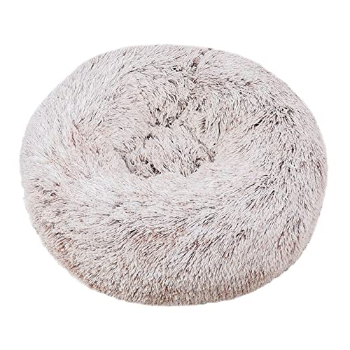 Hundebett Runde Plüsch Hund Bett for kleine mittelgroße Hundekatze Haus Haustier Betten Winter Warme Hunde Matte Sofa Weiche Schlafwelpen Nest Hunde Zubehör (Color : Gradual Change, Size : 40cm) von ZJCNHY