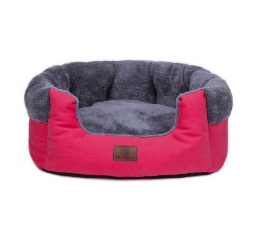 Hundebett Super Bequeme runde Form Hundebetten Hundebetten Cat Cave for Hunde und Katzen Anti Skid Baumwolmaterielle (Color : Pink Cotton, Size : 45 x 45 x 20 cm) von ZJCNHY