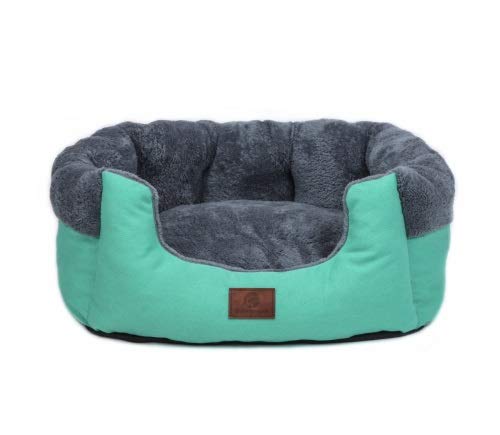 Hundebett Super Bequeme runde Form Hundebetten Hundebetten Cat Cave for Hunde und Katzen Anti Skid Baumwolmaterielle (Color : Turquoise Cotton, Size : 45 x 45 x 20 cm) von ZJCNHY