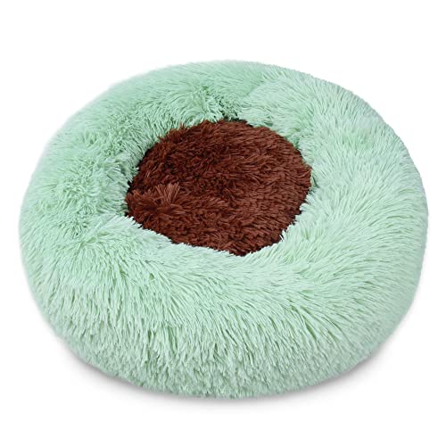 Hundebett Super weiche Mode doppelt Farbe runde Haustier Bett Long plüsch flawe waschbare Kennel mittelgroße Katze Haus Chihuahua hundkorb (Color : Green, Size : 50CM) von ZJCNHY