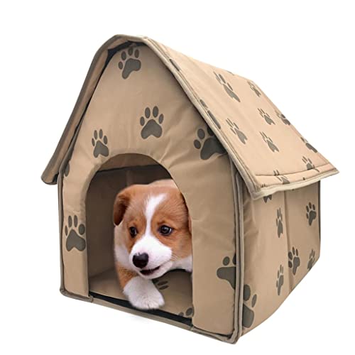 Hundebett Tragbares Haustierhaus Hundebett weiche Indoor kleine mittelgroße Hundehäuser Kissen Katzenbett mit abnehmbarem Top-Welpen innen schlafender Kennel (Color : Style-1 Brown) von ZJCNHY