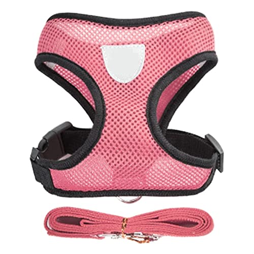 Hundegeschirr Hunde Welpengeschirr Halsband Katze Hund verstellbare Weste Laufleine weiches atmungsaktives Polyester-Netzgeschirr for kleine mittelgroße Haustiere (Color : Pink, Size : L(4-6 kg)) von ZJCNHY