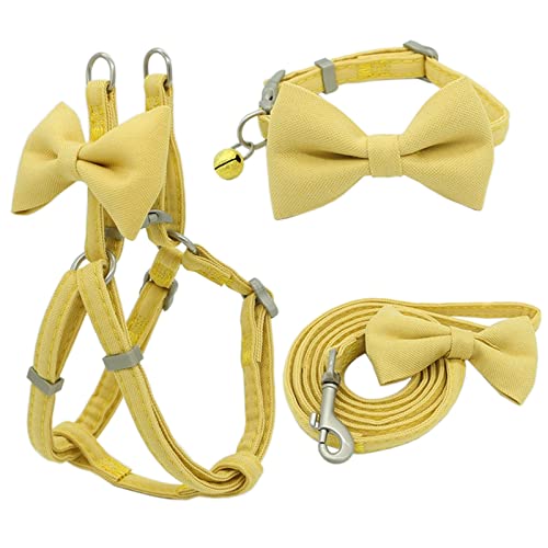 Hundegeschirr Hundegeschirr-Leine-Halsband-Set, verstellbar, weich, niedlich, Schleife, doppellagig, Hundegeschirr for kleine, mittelgroße Hundehalsbänder, Leine im Freien von ZJCNHY