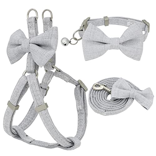 Hundegeschirr Hundegeschirr-Leine-Halsband-Set, verstellbar, weich, niedlich, Schleife, doppellagig, Hundegeschirr for kleine, mittelgroße Hundehalsbänder, Leine im Freien von ZJCNHY