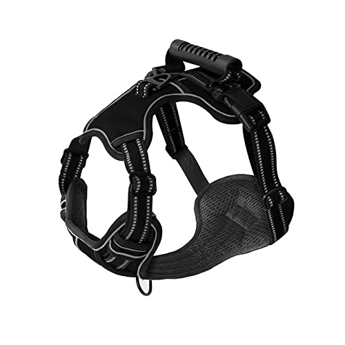 Hundegeschirr Hundegeschirr No Pull Atmungsaktive Reflektierende Haustiergeschirrweste for Kleine Große Hunde Outdoor Walking Training Hundezubehör (Color : Black, Size : S) von ZJCNHY