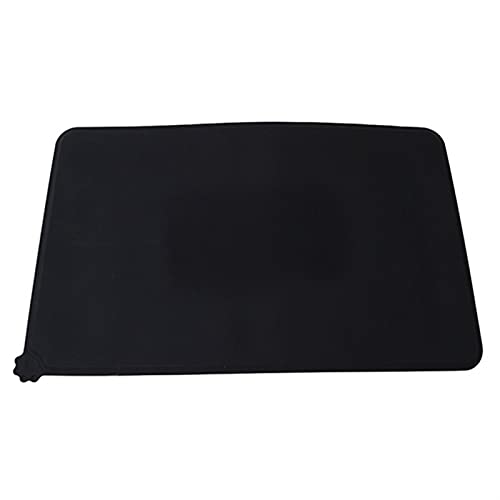 wasserdichte Haustiermatte für Hund Katze Feste Farbe Silikon Pet Lebensmittel Pad Haustierschale Trinkmatte Hund Fütterung Tischsat Easy Waschen (Color : Black, Size : 47x29.5 cm) von ZJCNHY