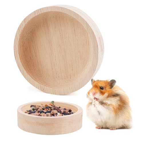 ZJIVQO Hamster-Futternapf aus Holz, Futterschale für Hamster, Kleintier-Futterschüssel, für syrische Zwerge, Rennmäuse, Mäuse, Degus oder andere ähnlich große kleine Haustiere, 2 Stück von ZJIVQO