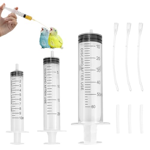 ZJIVQO Vogelfutterspritze Set, Spritzen für Vögel, Futterspender für Papageien, Messspritze, Werkzeuge zum Füttern von Haustieren, wissenschaftliche industrielle Labors, 10 ml, 20 ml, 60 ml, 3 Stück von ZJIVQO