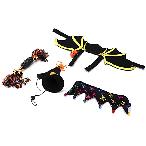 ZJchao 4-teiliges Halloween-Haustierkostüm-Set, Halloween-Fledermaus-Haustierkostüm, Hundekostüm, Anziehzubehör für Kleine, Mittelgroße Hunde, Katzen, Cosplay, Party-Dekoration (L) von ZJchao