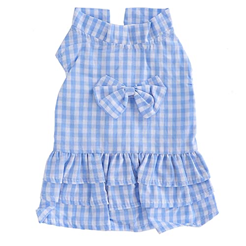 Blaue Sommerkleidung für Haustiere, ärmelloses T-Shirt-Rock-Bowknot-Kleid aus Polyester, Leicht zu Reinigen, Hunde-Shirt-Rock für Haustiere, mit ärmellosem von ZJchao