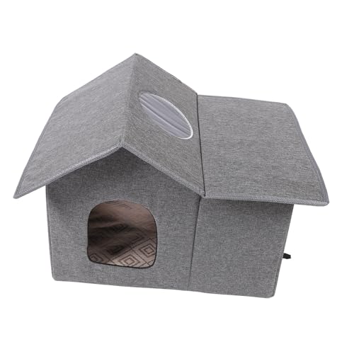 Outdoor -Katzen Faltbar Wasser Regendichtes Schutzkatze Katze Höhle Spitzes Dachdesign für Einen Komfortablen Wohnbereich für Alle Jahreszeiten Geeignet (Gray) von ZJchao