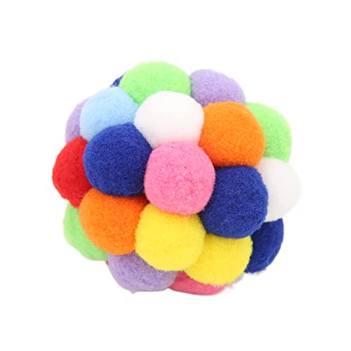 ZJchao Cat Pom Pom -Kugeln, Katzenspielzeug Weiche Katze Interaktive Bunte Bunte Katze Katze Katze mit Glocken Spielen Kauspielzeug für Innenkatzen und Kätzchen von ZJchao