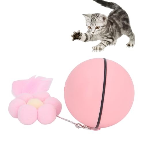 ZJchao Interaktiver Katzenspielzeugball, Leise, Automatisches Rollen mit Feder, Plüschball, für Spielübungen mit Haustieren von ZJchao