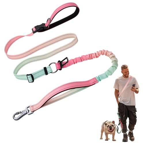 Hundeleine Mit Reflektierenden Streifen Verstellbare Führleine für Hunde Joggingleine für Hunde für Große Hunde Orange Rosa von ZLLkeji