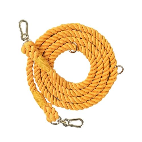 Handcrafted Dog Leash Heavy Duty Double Head Braided Training Leash with Gold Accessories for Running & Walking (Honey Orange 210cm*1.2cm) von ZLXHDL