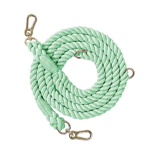 Handcrafted Dog Leash Heavy Duty Double Head Braided Training Leash with Gold Accessories for Running & Walking (Mint Green 210cm*1.2cm) von ZLXHDL