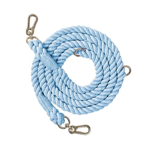 Handcrafted Dog Leash Heavy Duty Double Head Braided Training Leash with Gold Accessories for Running & Walking (Sky Blue 210cm*1.2cm) von ZLXHDL