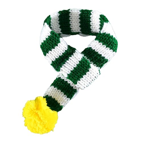 Hunde-Weihnachtshalstuch, Weihnachtshalstuch für Hunde, 20 bis 39 cm, süßer, verdickter, Warmer, gestreifter Strick-Hundeschal, Katzenschal mit Fellknäuel für den Winter (Green+White) von ZLXHDL