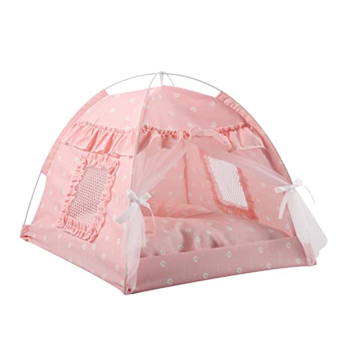 Katzenhäuser Für Hauskatzen, Wasserdichtes Katzenzelt aus Polyester Und Elastischer PP-Baumwolle, Faltbares Katzenbett Mit Halbgeschlossenem Design Für Vier Jahreszeiten(35 * 35 * 32CM -Rosa) von ZLXHDL