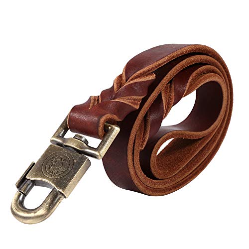 Soft Leather Dog Collar & Leash Set Braided Heavy Duty Dog Leash for Large and Medium Dogs, Pet Chain, 2.5cm Wide, 90cm/120cm/150cm Length (2.5 * 90CM) von ZLXHDL