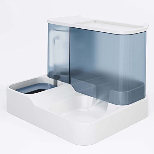 ZLXHDL Automatischer Katzenfutterspender, 2-in-1-Haustier-Wasserfutterspender, Große Hundewassernapf-Spenderkapazität, Transparentes Fenster, Automatischer Schwerkraft-Haustierfutterspender(Blau) von ZLXHDL