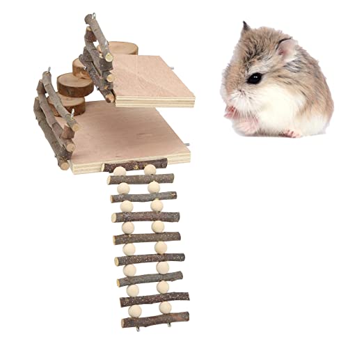 ZLXHDL Hamster Kletterleiter – Holzspielplatz für kleine Haustiere mit Plattform, Brücke, Zaun und Kletterleiter von ZLXHDL