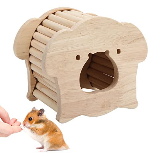 ZLXHDL Hölzernes Hamsterhaus, Schweinekopfform, hölzerne Hamsterhütte mit lustiger Kletterleiter für kleine Haustiere (14 * 10 * 12 cm) von ZLXHDL